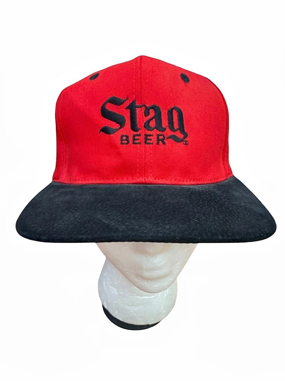 Vintage Stag Beer Men’s Unisex Red & Black Strap Hat/Cap KC Beer Booze Hat